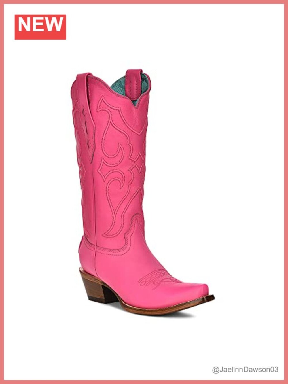 Embroidered Leather Mid Calf Cowboy Boots Snip Toe Pull On